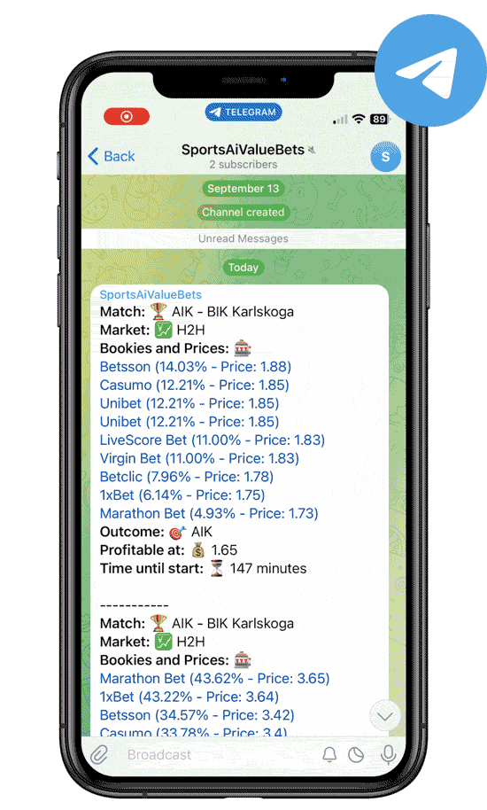 AI sports betting bot interface screenshot