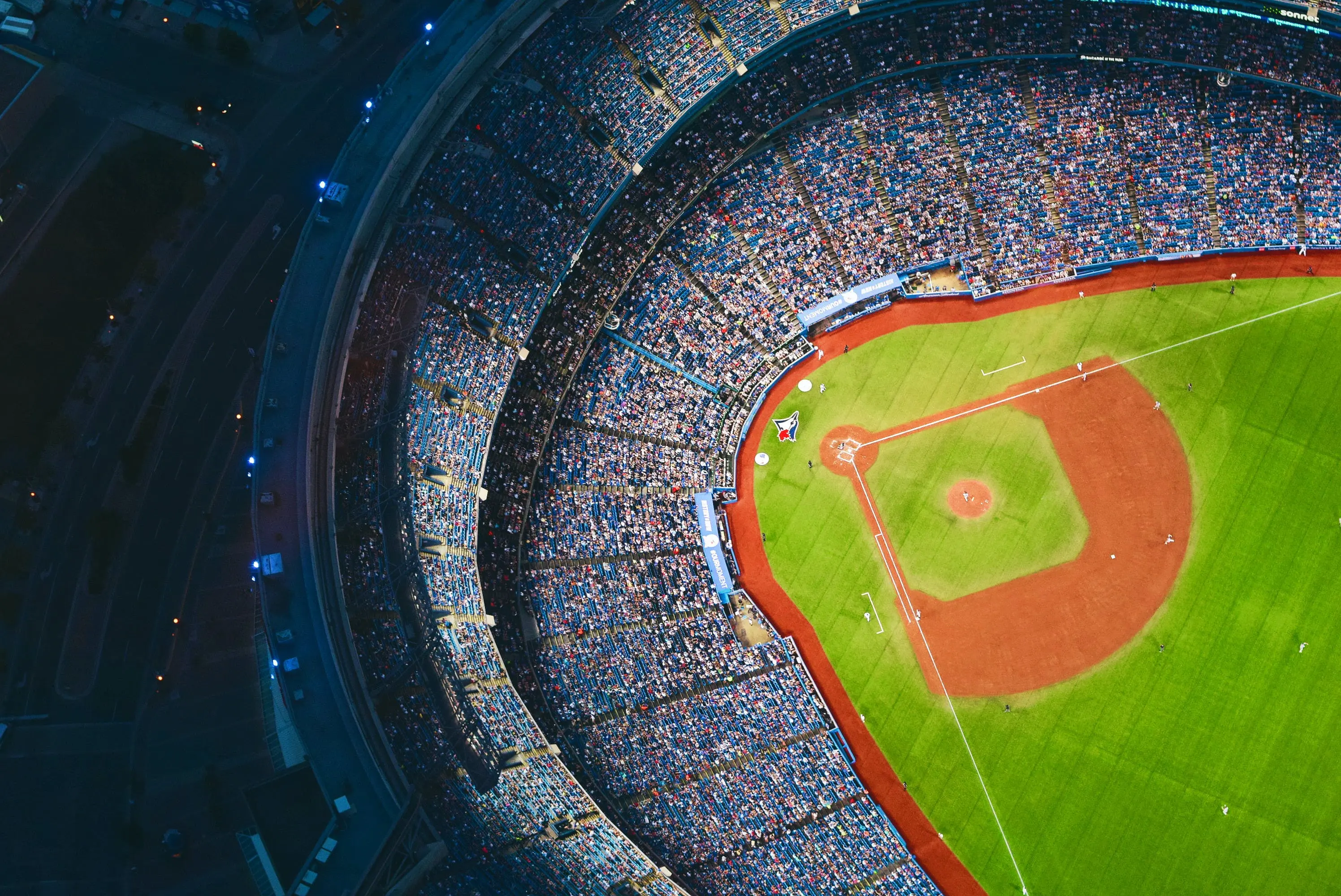 A crowded baseball stadium
